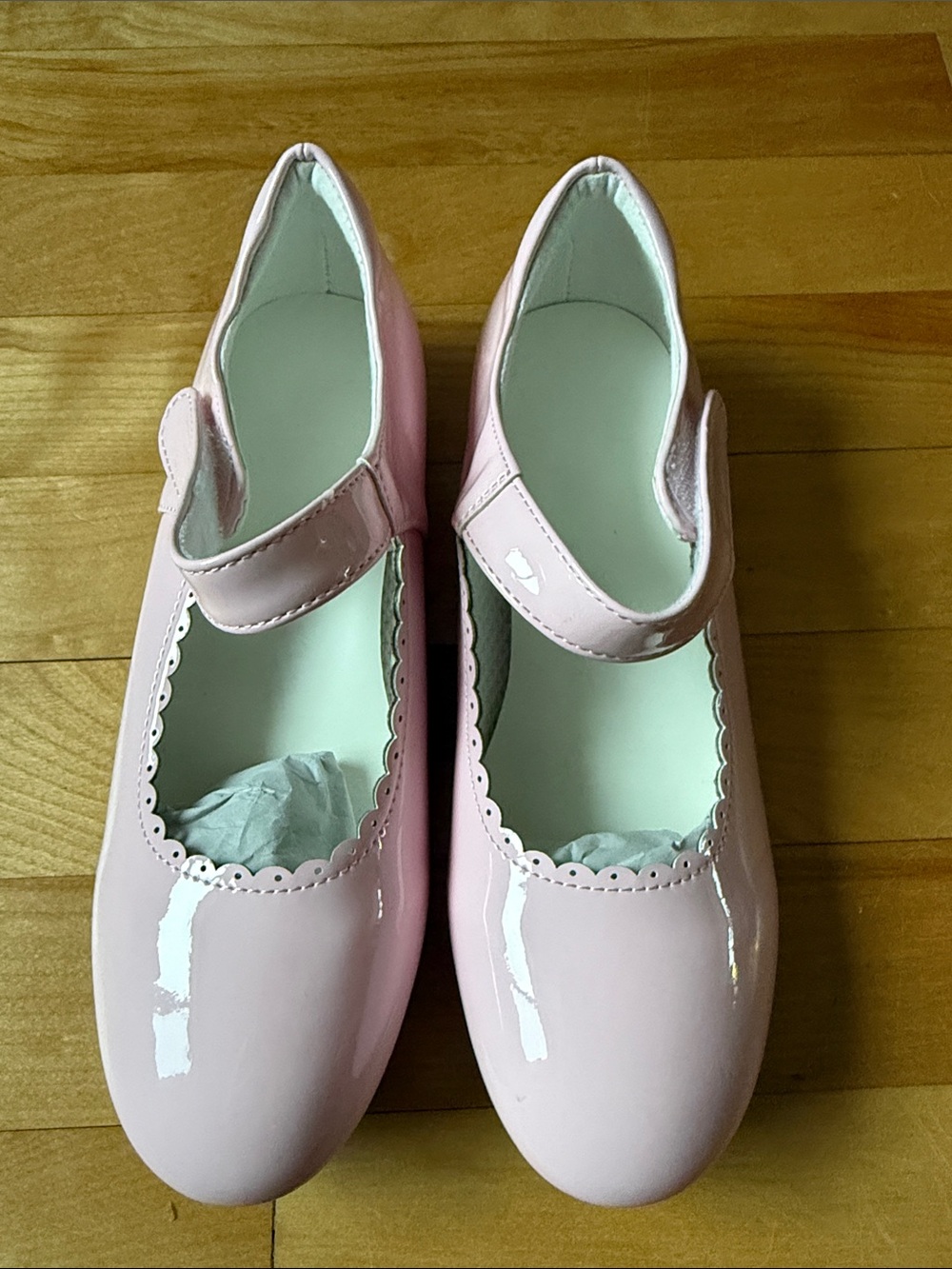 Girls' Patent Pink Mary Jane Dress Shoes with Hook-and-Loop Strap